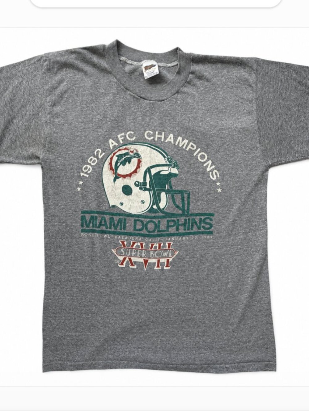 VTG 1982 Miami Dolphins AFC Champions Super Bowl XVII Trench T-Shirt Womens M
